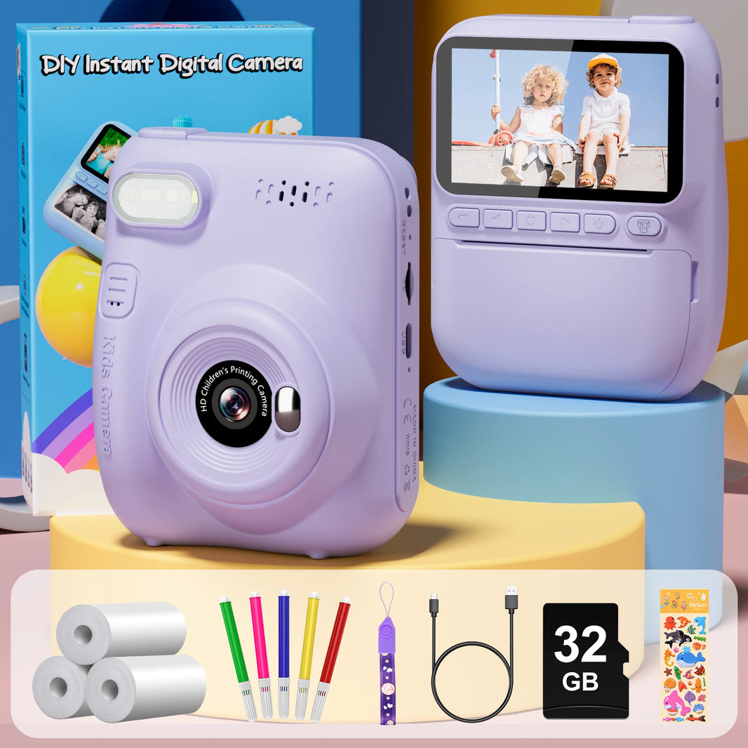 Gofunly Kids Instant Print Camera with 3.0-Inch Screen, 1080P Mini Digital Video Recorder for Ages 6-12