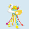 Cartoon Duck Astronaut Pull-String Montessori Sensory Toy – Silicone Teether & Grip Trainer for Babies & Toddlers