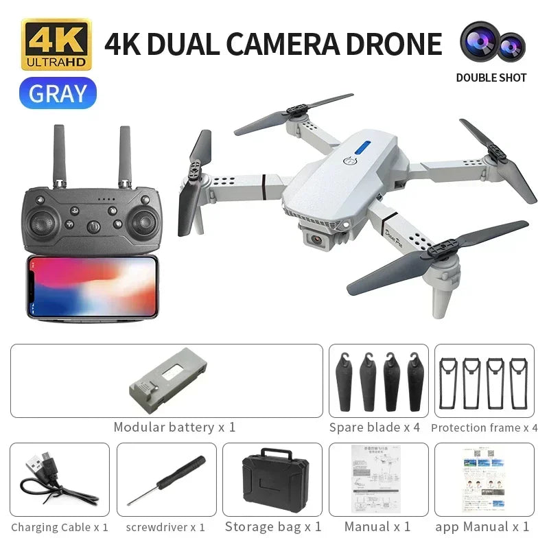 E88 Mini RC Drone with 4K HD Camera WiFi FPV Foldable Quadcopter for Kids Gift