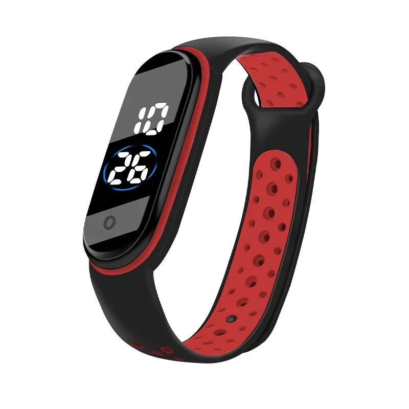 Fashion Kids Sports Waterproof LED Digital Watch Two-Tone Silicone Strap for Teen Boys and Girls