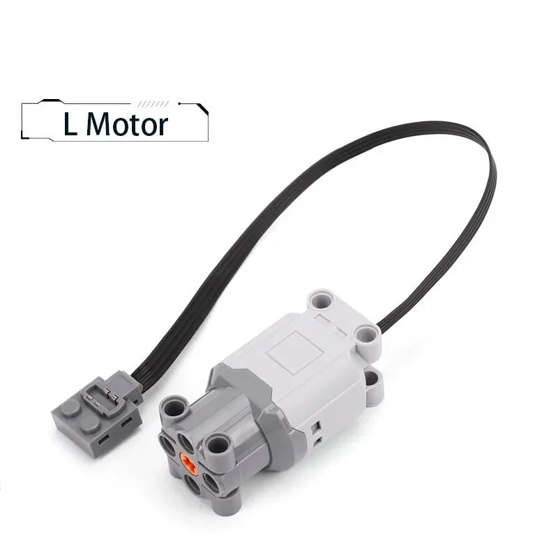 Electric Motor Set for RC Car – Battery Box, Switch, and LED Light Power Functions for MOC Building Blocks