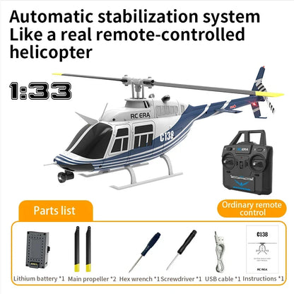 C138 Remote-Controlled Helicopter – 1/33 Scale Bell 206 Model with 2.4G RC for Kids