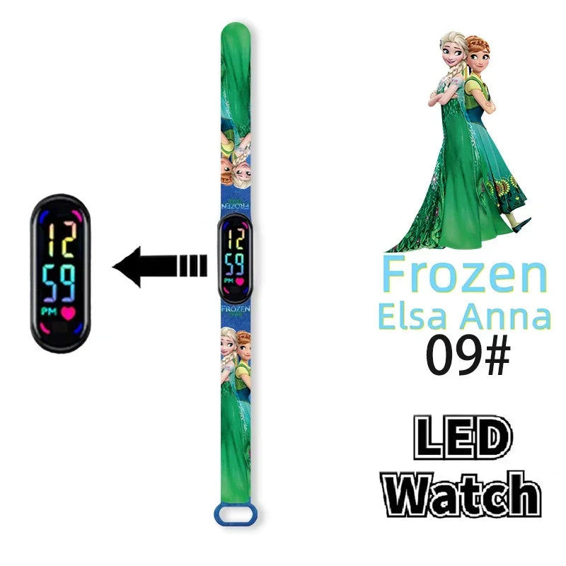 Disney Princess Frozen Elsa Kids Digital Watch Cartoon LED Touch Waterproof Electronic Birthday Gift Toy