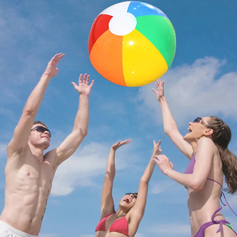 3-Piece Rainbow Color Inflatable Beach Ball Set PVC for Pool Party and Summer Water Play