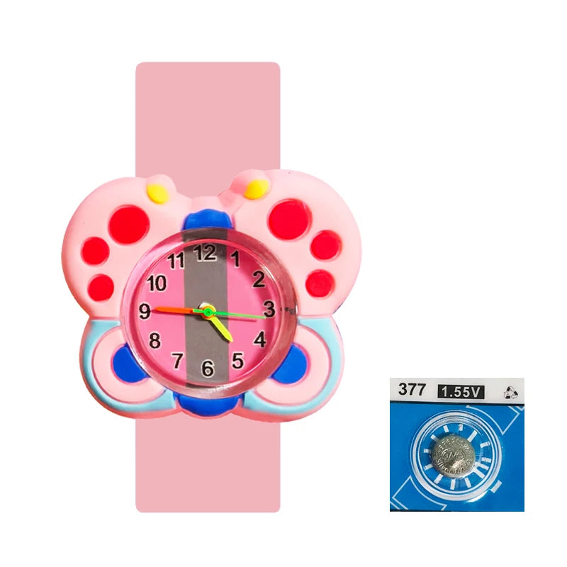 Children’s Cartoon Watch for Ages 2-14 Boys and Girls Soft Silicone Slap Bracelet Student Wristwatch