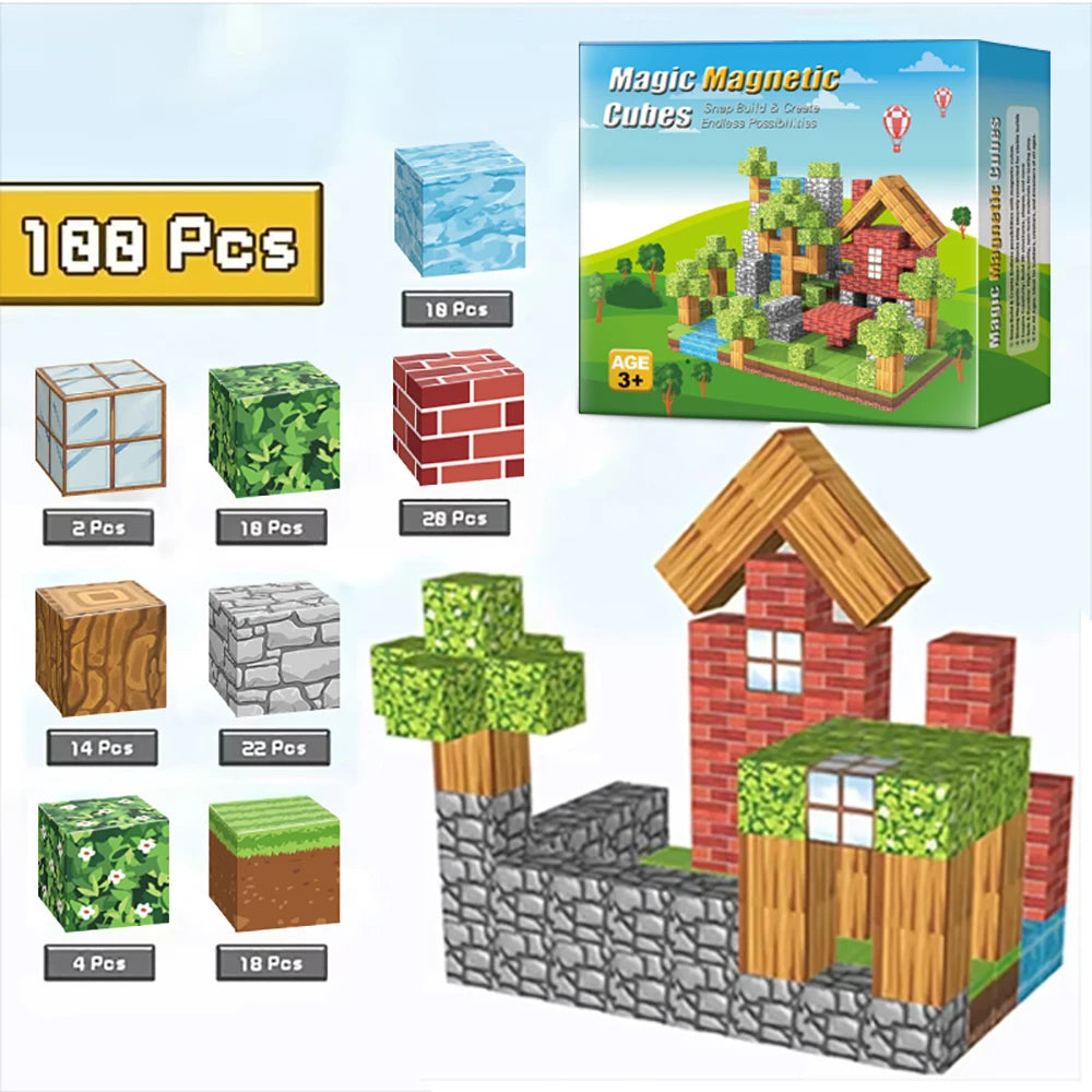 100PCS Magnetic Building Blocks STEM Construction Set for Kids