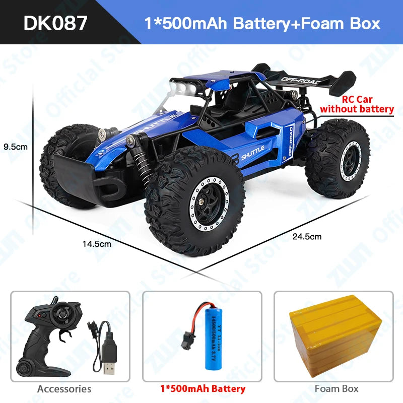 ZWN 1:16/1:20 RC Car with LED Light and 2WD Off-Road Climbing Remote Control