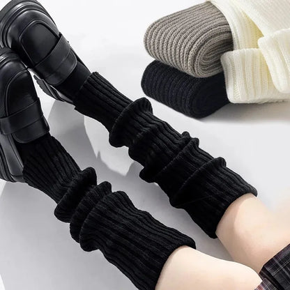 New Women's Japan Leg Warmer Lolita Long Wool Knitted Socks | Protective Shoes Cover & Shoulder Pads for Autumn and Winter | Crochet Socks