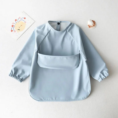 1-Piece Solid Color Baby Art Smock – Waterproof Long Sleeve Feeding Bib Apron for Kids, Soft & Comfortable - Kidzy Market