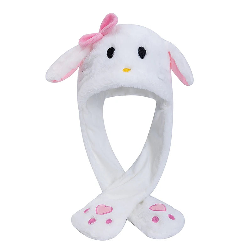 MINISO Cute Bunny Ear Plush Beanie - Moving Rabbit Ears Winter Knit Hat for Women & Girls, Fits 55–60 cm (21.7–23.6 in)