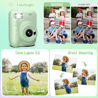 Gofunly Kids Instant Print Camera with 3.0-Inch Screen, 1080P Mini Digital Video Recorder for Ages 6-12