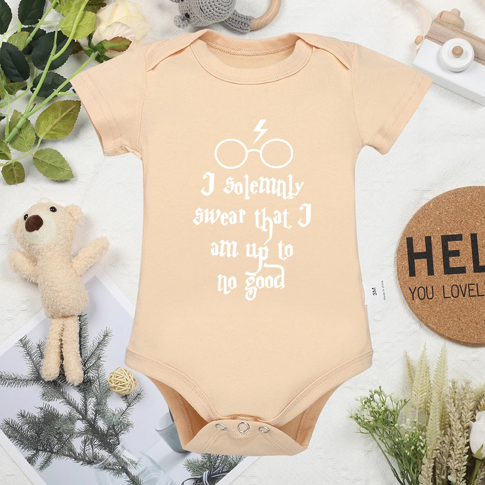 Funny White Letter Cotton Newborn Bodysuit for Baby Boys & Girls – Comfy, Soft & High-Quality Summer Clothes for Infants