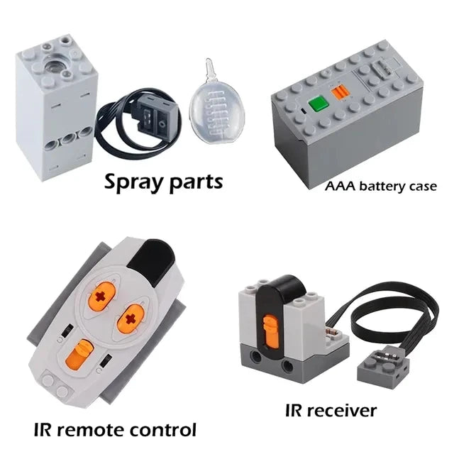 DIY Technical Motor Sprayer – Electric Exhaust Motor for Train and Car Building Blocks