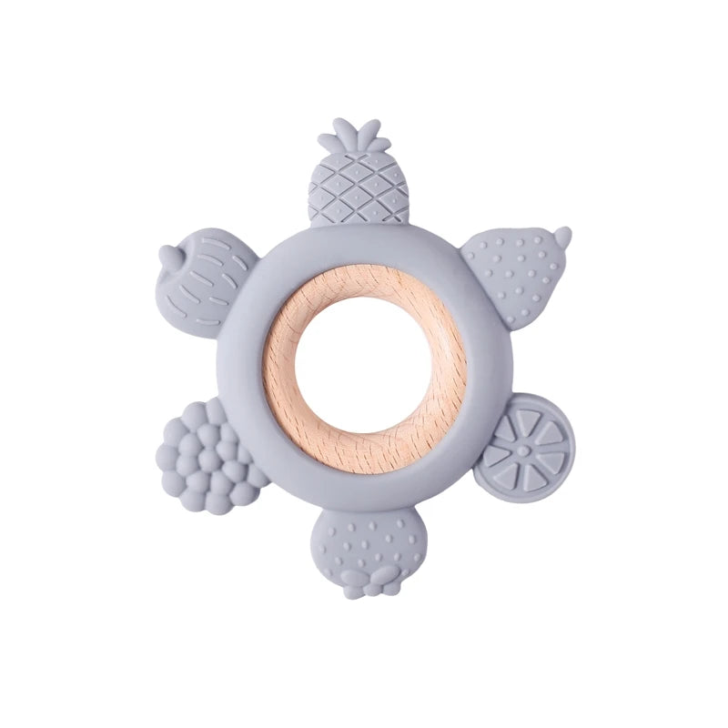 Baby Silicone Teether - Teething Toy for Infants 0-12 Months | Cartoon Rattle & Gum Relief Baby Accessories