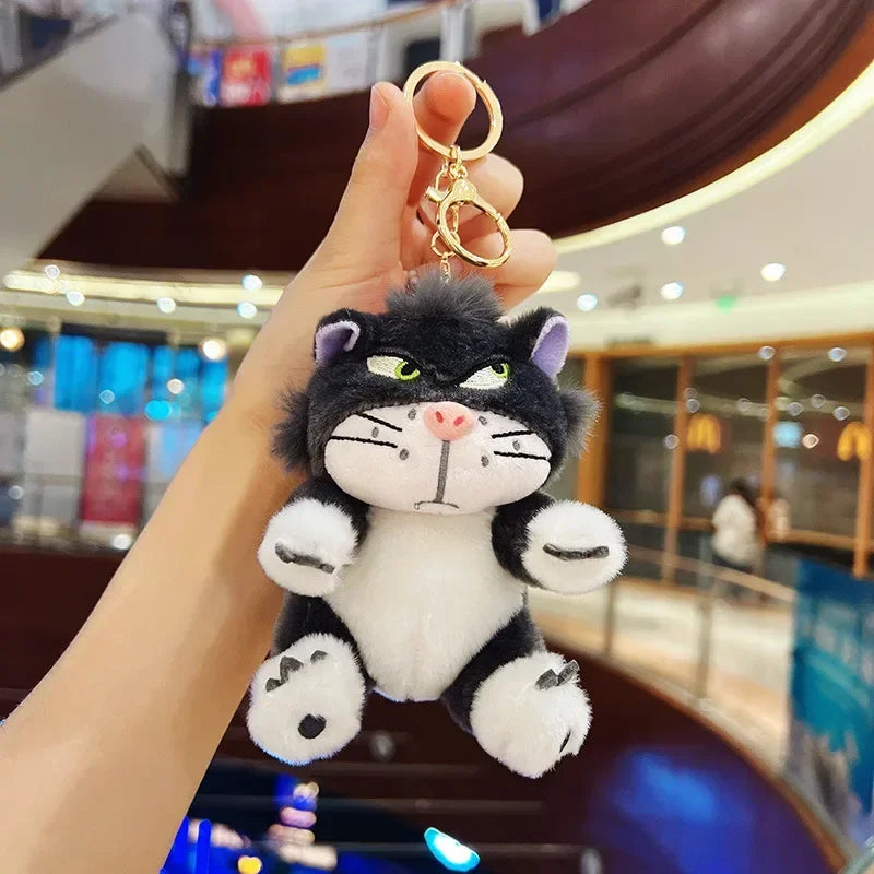 Disney Cute Lucifer Cat Plush Keychain, Soft Stuffed Doll Bag Pendant Gift
