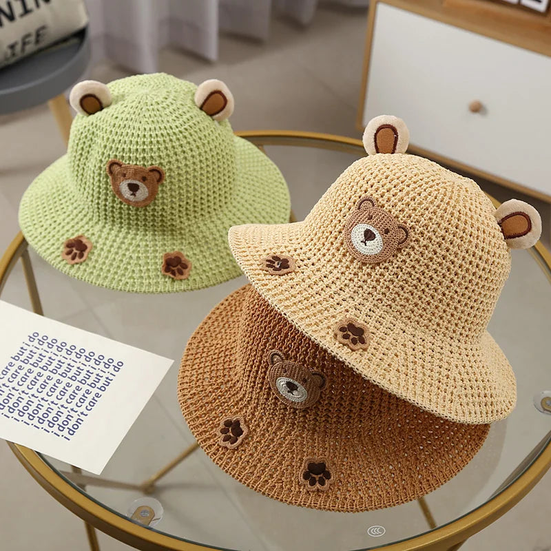 Baby & Toddler Bucket Hat with Bow — One Size Summer Beach Sun Cap, Cute Cartoon Princess Fisherman/Panama Style, Unisex