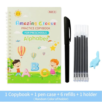 Magic Copy Book – Reusable Children's Writing Practice Book with Stickers, Free Wipe Toy for English Learning and Parent-Child Activities