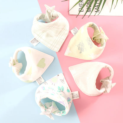 5-Piece Set – Baby Saliva Towel & Triangle Bandana Bibs – Pure Cotton Waterproof Absorbent Cloth for Newborn Boys & Girls - Kidzy Market