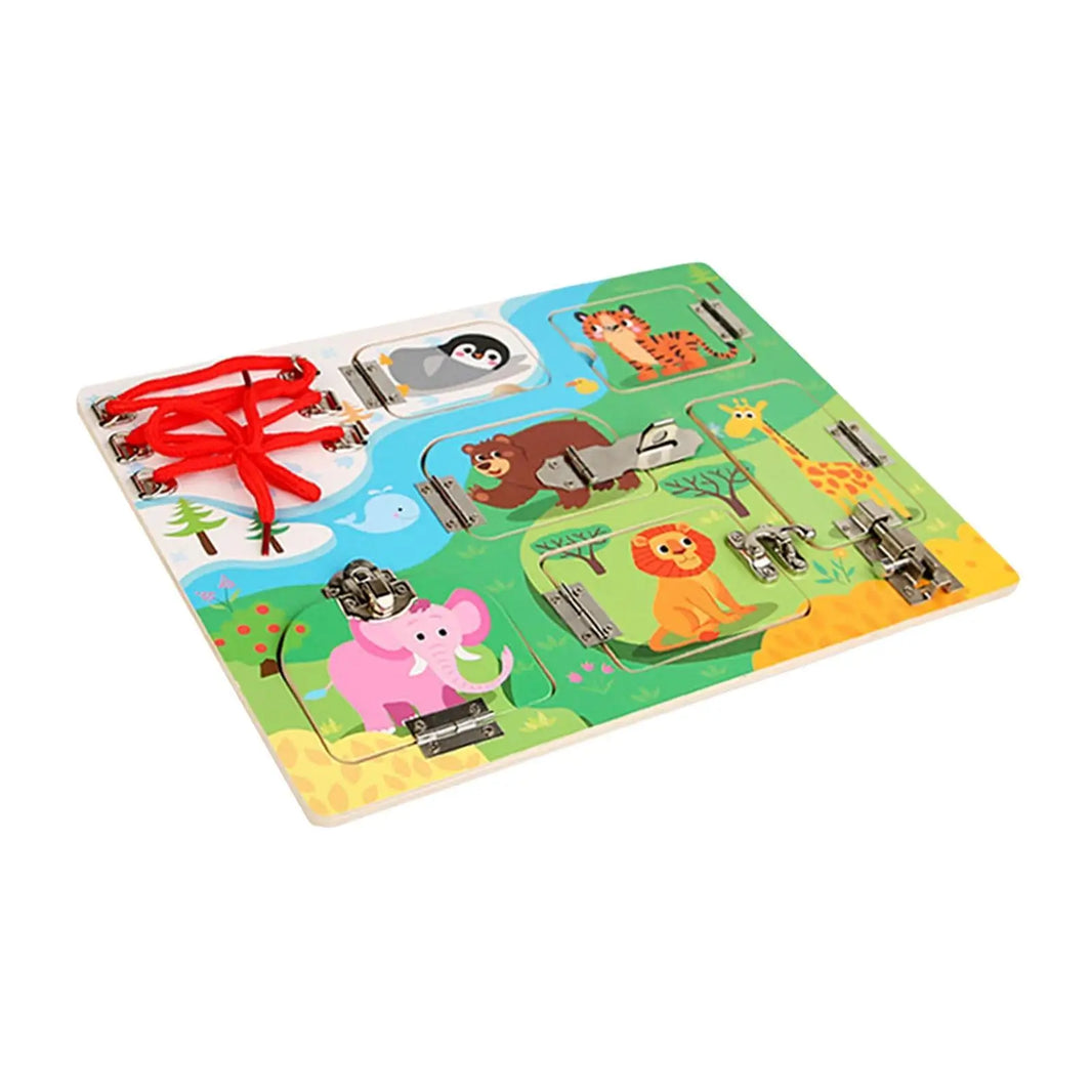Wooden Activity Board – Basic Skills Learning Toy for Children Ages 2-5