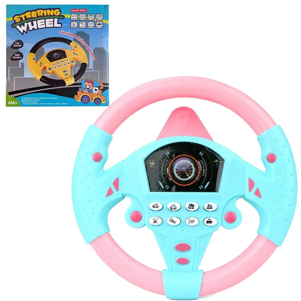 Infant Shining Simulation Steering Wheel Toy Children’s Early Education Copilot Stroller Vocal Toy