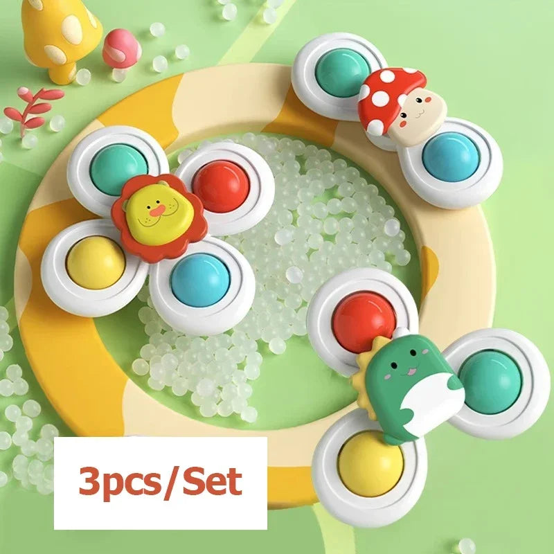 3Pcs Suction Cup Rotating Toy for Babies – Hand-Eye Coordination Educational Training, Bath and Travel Toy, Birthday or Christmas Gift