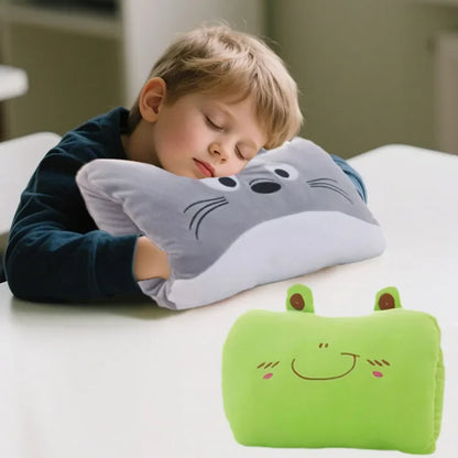 Children's Cartoon Plush Nap Pillow and Hand Warmer Gloves Plush Cushion Gift for Kids and Adults