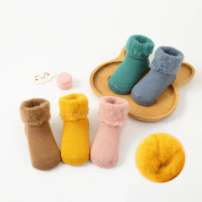 Winter Baby Newborn Warm Plush Socks - Candy Color Calf Floor Socks for Baby Boys & Girls | Autumn Thermal Cotton Socks for Toddlers