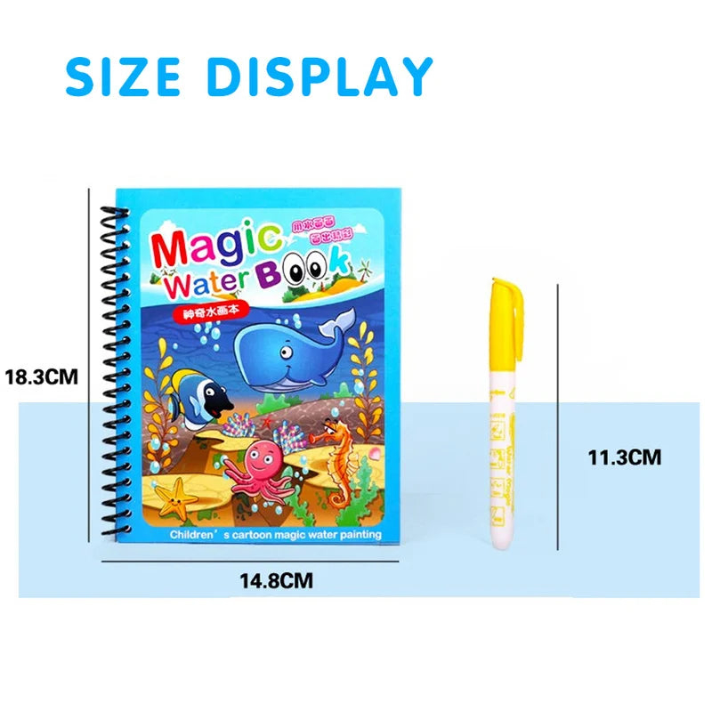 Magical Water Drawing Book – Reusable Montessori Coloring Book for Sensory Early Education in Children