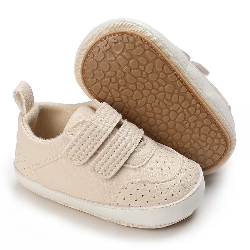 Khaki Baby Casual Shoes 0-18M Infant Toddler Bowknot Non-Slip Rubber Soft-Sole Flat PU First Walker Newborn Mary Janes