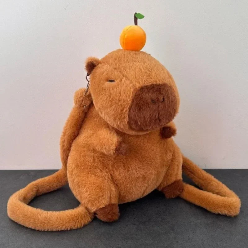 Capybara Plush Backpack – Kawaii Fashion Fur Plushie Shoulder and Mini Knapsack Bag for Kids and Girls