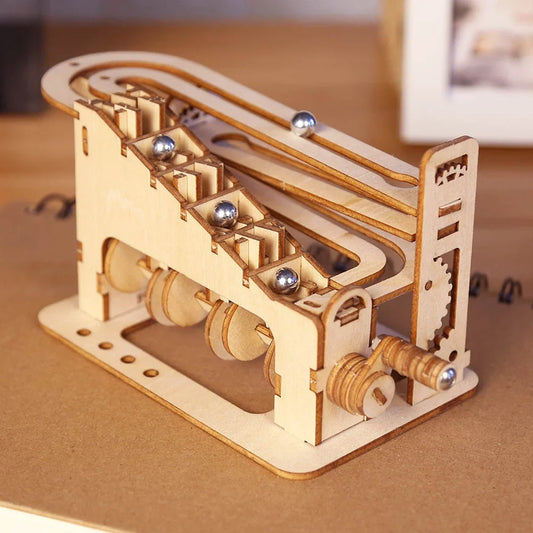 Spiral Marble Run 3D Wooden Puzzle – DIY Mechanical Model Kit for Adults and Teens