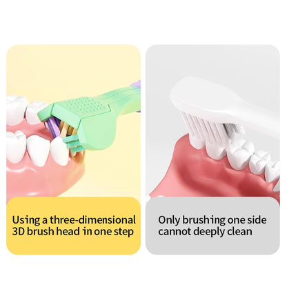 Three-Sided Toothbrush - Children Soft Bristles V-Shaped Teeth Whitening Oral Care Hygiene Tool