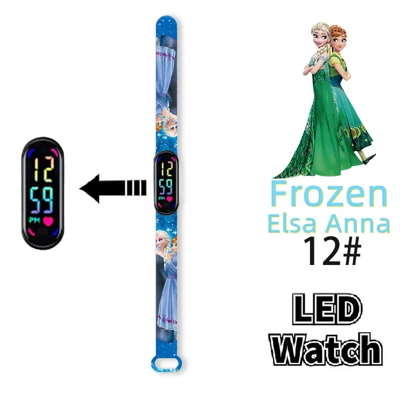 Disney Princess Frozen Elsa Kids Digital Watch Cartoon LED Touch Waterproof Electronic Birthday Gift Toy