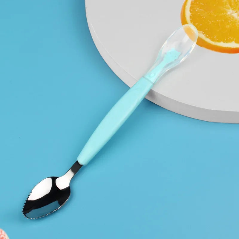 Fruit Scraping Mud Spoon for Babies - Soft Silicone Dual-Head Feeding Spoon, Easy-to-Eat Baby Feeder Utensils & Supplies