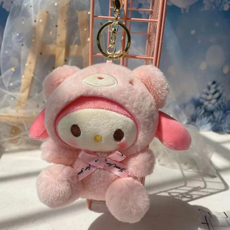 12-Inch Cute Sanrio Plush Keychain – Hello Kitty Kuromi Cartoon Backpack Pendant for Girls