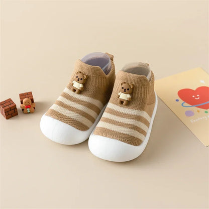 Baby Toddler Shoes Soft Sole Children's Shoes Breathable Cartoon Non-Slip Anti-Fall Striped Cute New Baby Shoes