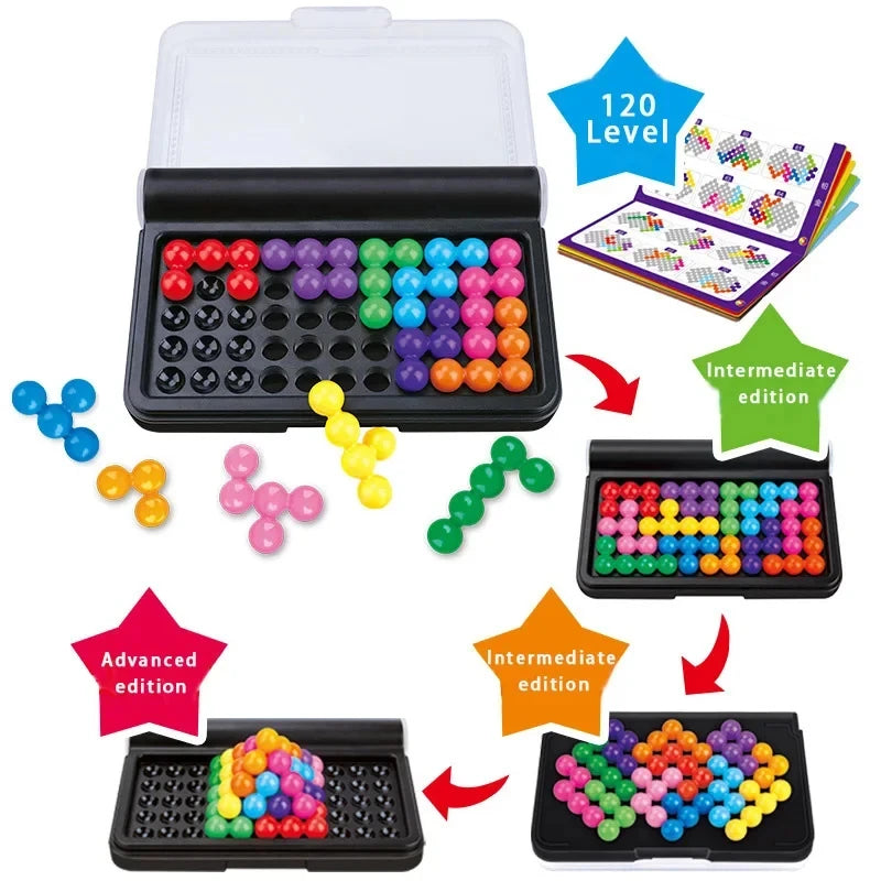 120 Challenges IQ 3D Puzzle Game (Classic Pyramid Plate, Montessori Toy, 6 in)