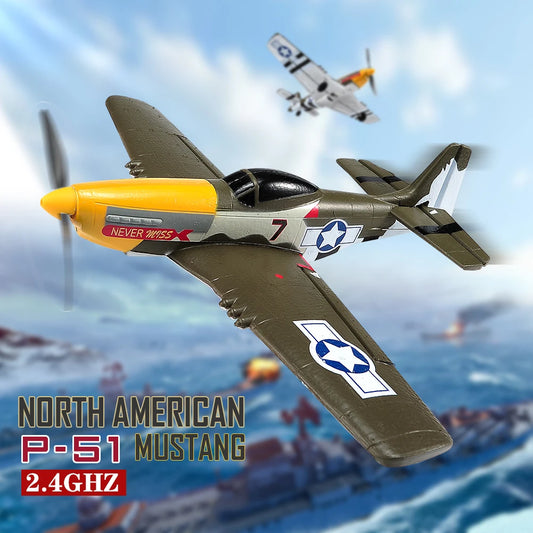 P51 Mustang RC Plane 2.4G 4CH 6-Axis 410mm (16.1 Inches) Wingspan Foam Fighter One-Key Aerobatic RTF