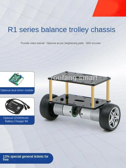 2WD Self-Balancing Robot Car, Encoder Motor, 2-Layer Car with PID & LQR Adjustment for Arduino, Programmable DIY Robot Kit