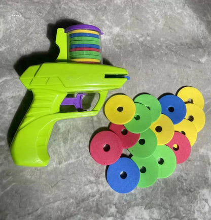 Kids Foam Disc Gun Toy – Flying Disc Shooting Launcher, Double Parent-Child Interactive Outdoor Game