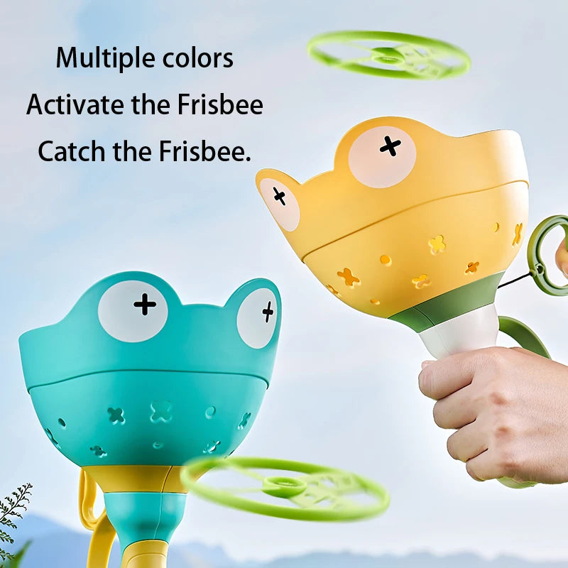 Pull-String Flying Saucer Launcher with 6 Flying Discs – Kids Outdoor Throw & Catch Toy, 23 x 14 cm (9.06 x 5.51 in), Ages 3–12