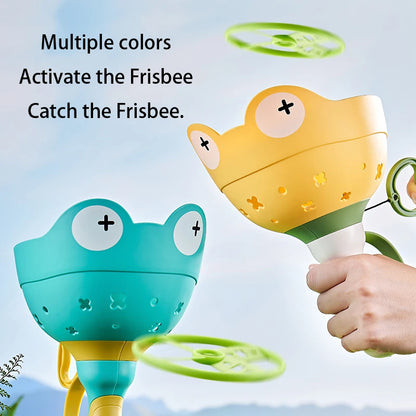 Pull-String Flying Saucer Launcher with 6 Flying Discs – Kids Outdoor Throw & Catch Toy, 23 x 14 cm (9.06 x 5.51 in), Ages 3–12