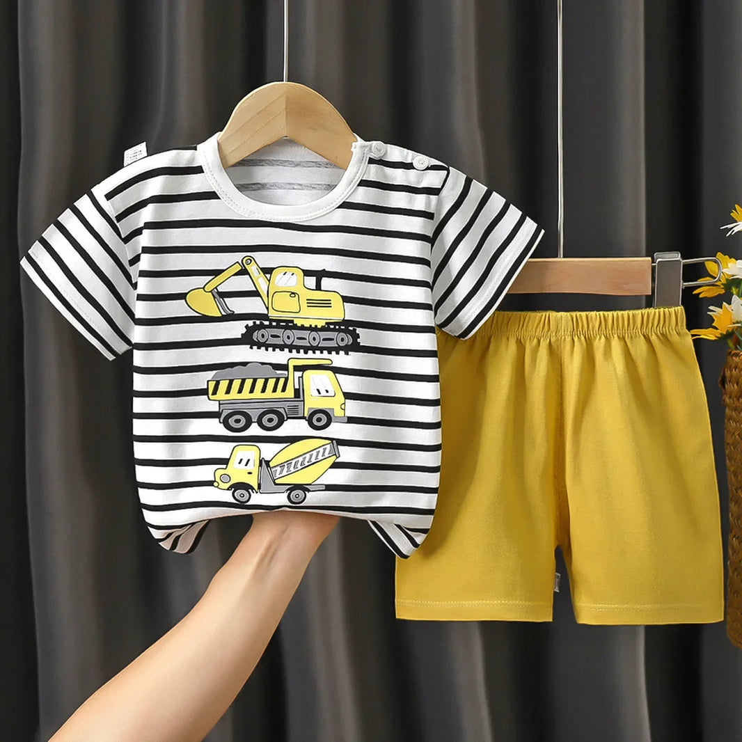 Summer Baby Clothes Set – Casual Baby Boy Clothing Set with T-shirt & Shorts – Kids Unisex Short Sleeve Sports Outfit – Infant Baby Girl Clothes