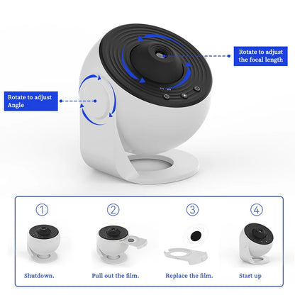 Night Light Galaxy Projector 360° Rotating Starry Sky Planetarium Lamp for Kids Bedroom Gift