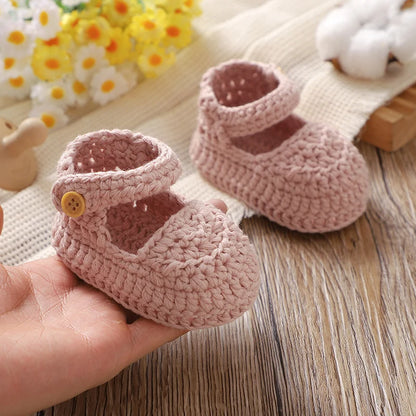 Newborn Baby Girl Shoes 0-1Y Fashion Pure Color Knit Infant Anti-Slip Soft Soled First Walkers Winter Prewalker