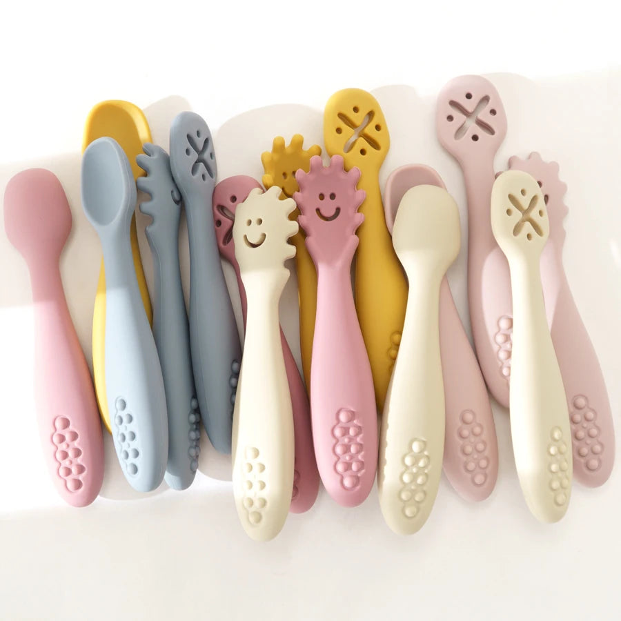 3PCS Cute Baby Learning Spoons Utensils Set – Newborn Feeding Spoon Set for Toddlers
