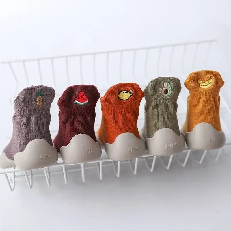 Children Anti-Slip Shoes Newborn Baby Toddler Girls Cotton Non-Slip Floor Socks Infant Boys Rubber Sole Cartoon Indoor Sneakers
