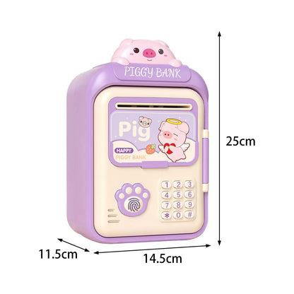 Electric ATM Money Bank Automatic Roll Cash Security Box Kids Piggy Bank with Password Lock Birthday Gift