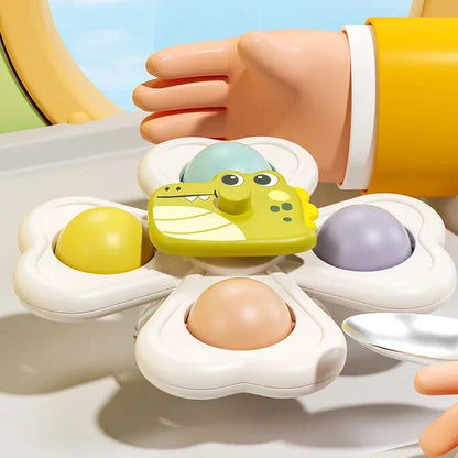 3Pcs Suction Cup Rotating Toy for Babies – Hand-Eye Coordination Educational Training, Bath and Travel Toy, Birthday or Christmas Gift