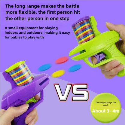 Kids Foam Disc Gun Toy – Flying Disc Shooting Launcher, Double Parent-Child Interactive Outdoor Game